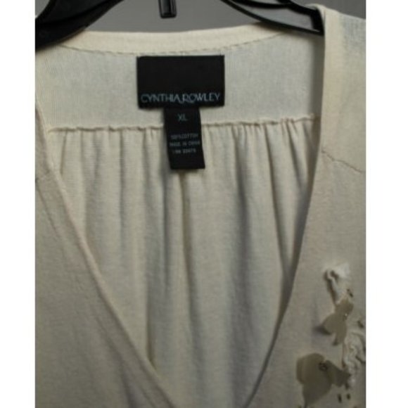 Cyhthia Rowley Beige V-neck Cardigan Sweater XL - Picture 4 of 4